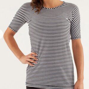 Lululemon Devotion Short Sleeve Tee Black and White Stripe 10